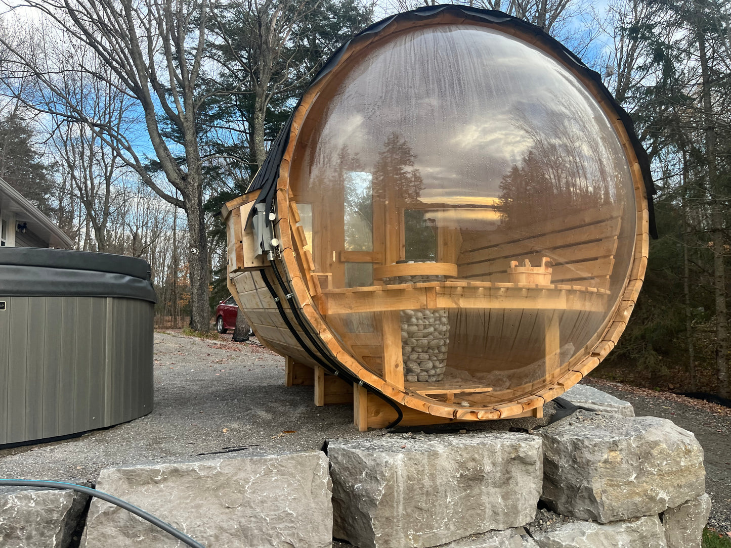 Barrel Sauna with Panoramic Window