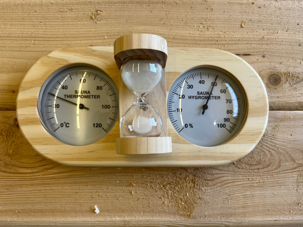 Sand timer with Hydrometer/Thermometer – Sterling Saunas